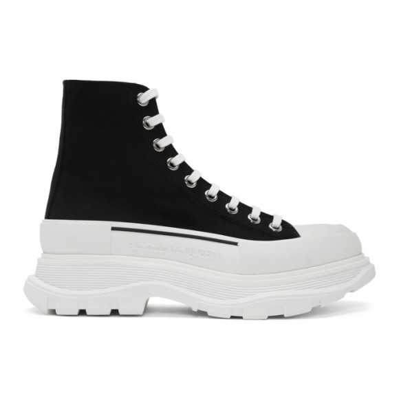 Alexander McQueen Black Canvas Tread Slick Boots - 604254W4L32