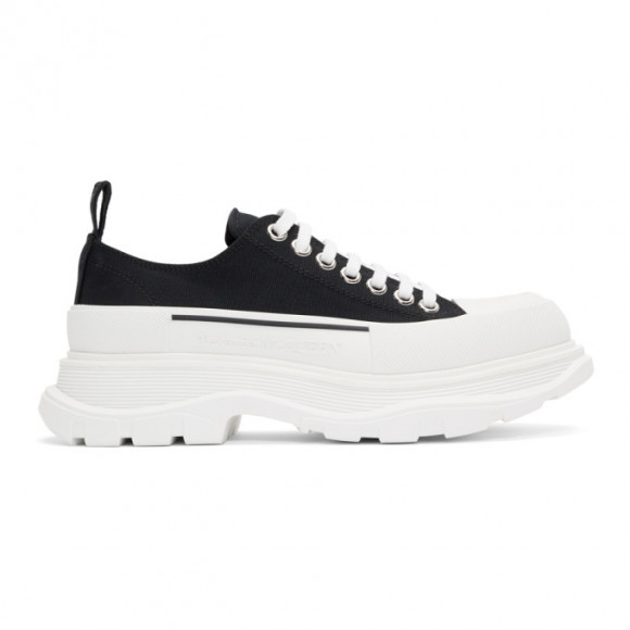 Alexander McQueen Black and White Tread Slick Lace-Up Sneakers - 604257W4L32