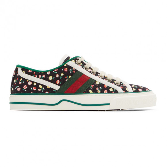 Gucci Black Floral Gucci Tennis 1977 Sneakers - 606110-2IC10