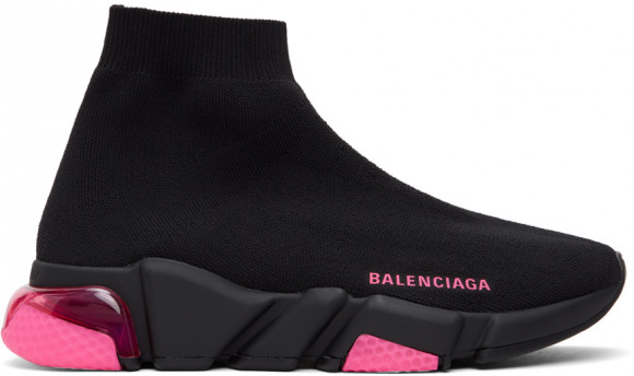 Balenciaga Black & Pink Clear Sole Speed Sneakers - 607543-W2DBW