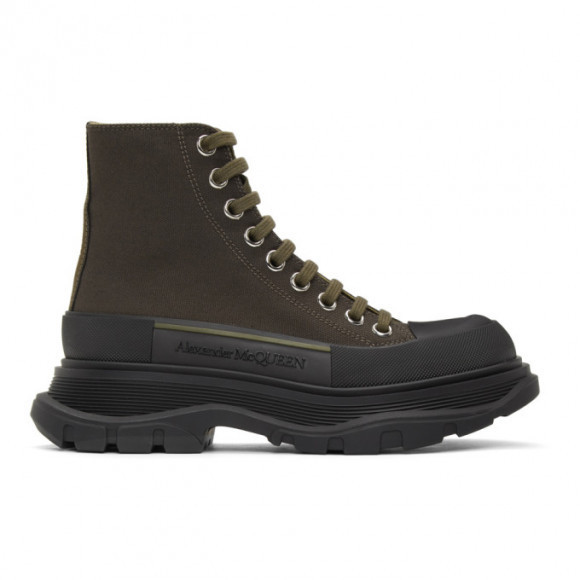 Alexander McQueen Green and Black Tread Slick High Sneakers - 611706-W4L51