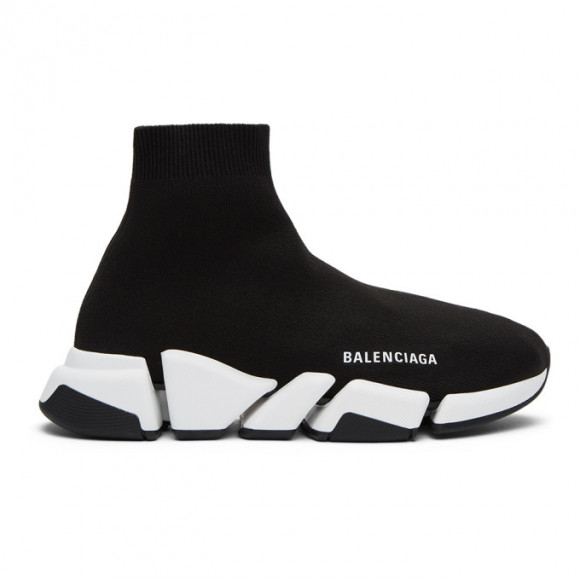 Balenciaga Black and White Speed 2.0 Sneakers