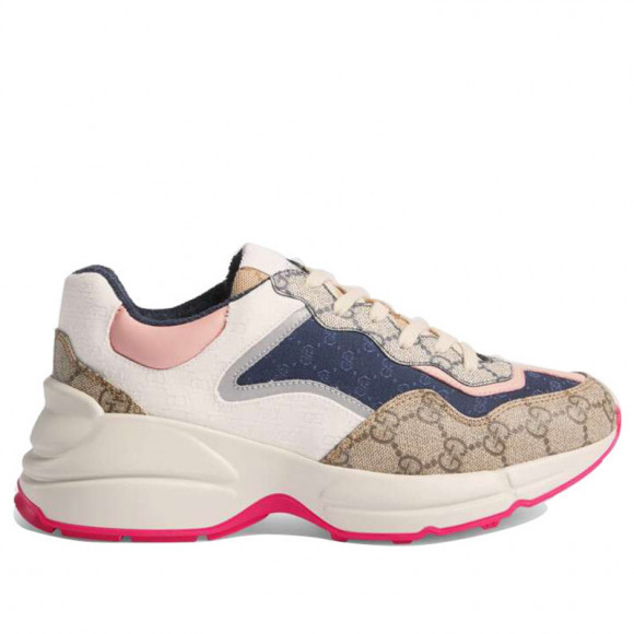 Gucci Womens WMNS GG Rhyton 'Beige White Pink' Beige/Ebony/White/Blue/Pink Marathon Running Shoes/Sneakers 620185-99WF0-4371 - 620185-99WF0-4371