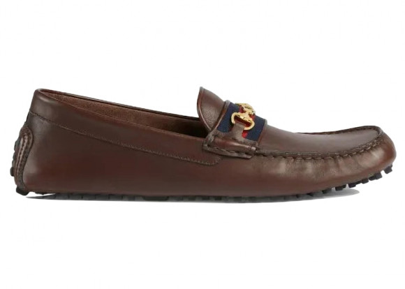 Gucci Ayrton Webbing-Trimmed Horsebit Leather Driver Loafers Brown - 624698-1XH10-2160