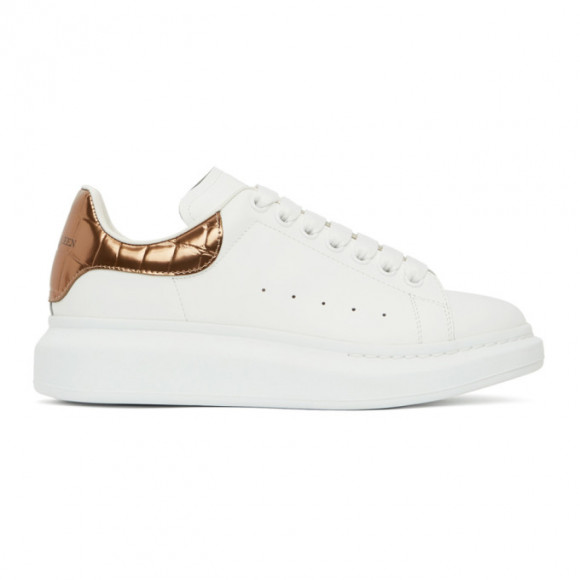 Alexander McQueen White and Silver Croc Oversized Sneakers