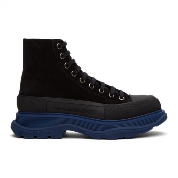 Alexander McQueen SSENSE Exclusive Black and Blue Suede Boots - 627206WHZ211111