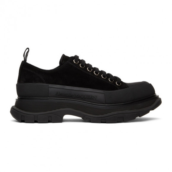 Alexander McQueen Black Suede Tread Slick Platform Low Sneakers - 627225WHBGU