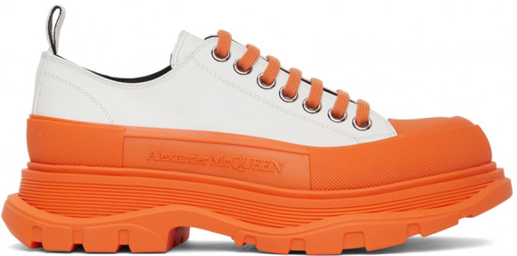 Alexander McQueen White & Orange Tread Slick Low Sneakers - 627225WHYK3