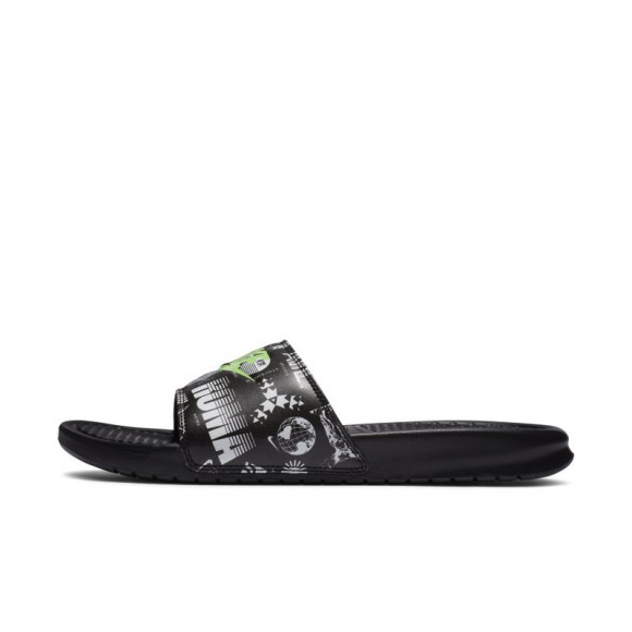 Nike Benassi - Men's Slides - Black / Green - 631261-042