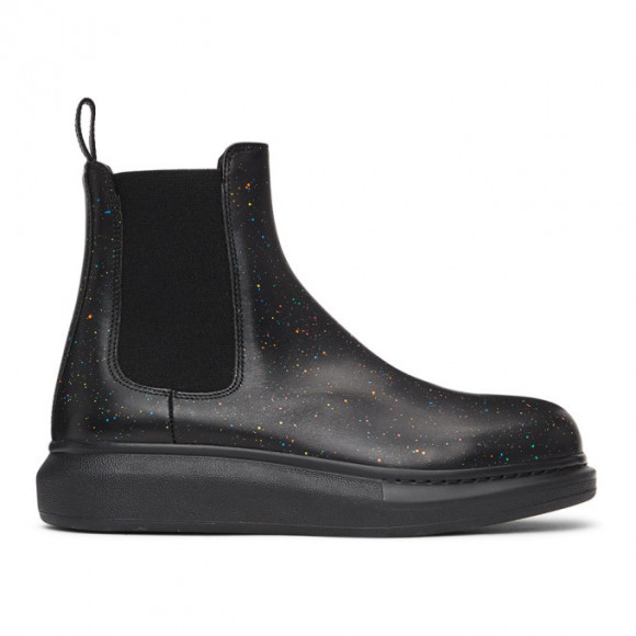 Alexander McQueen Black Paint Splatter Hybrid Chelsea Boots - 634602WHXHY
