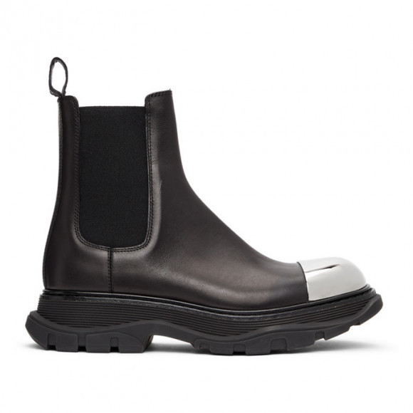 Alexander McQueen Black and Silver Tread Slick Chelsea Boots - 634614WHXHF