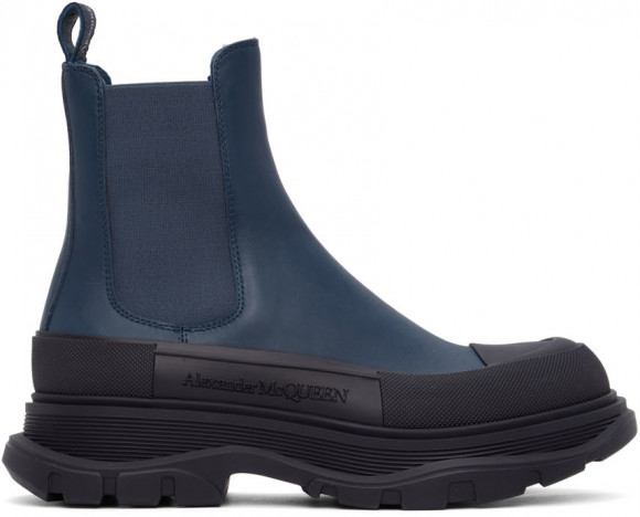 Alexander McQueen Navy & Black Tread Slick Chelsea Boots