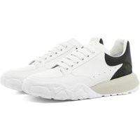 Alexander McQueen Men's Court Trainer Sneakers in White/Black/Army - 634618WIA9T-9660