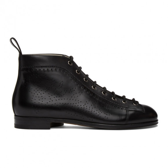 Gucci Black Brogue Lace-Up Boots - 635557-1W600
