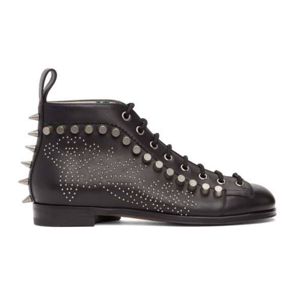 Gucci Black Brogue Detail Boots - 635878-1W600