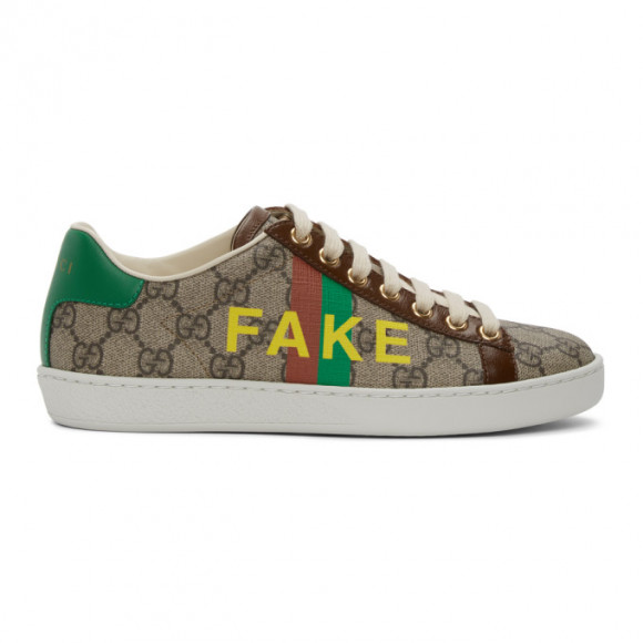 Gucci Beige and Brown Fake/Not Ace Sneakers - 636359-2GC10