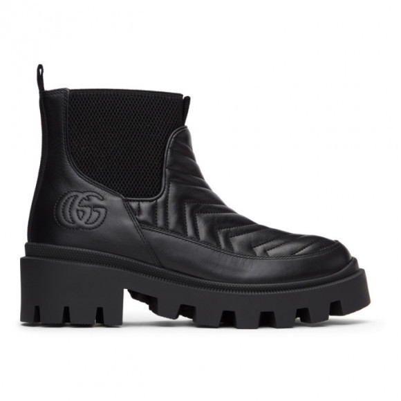 Gucci Black Matelasse Chelsea Boots - 643958-DH7D0