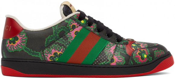 Gucci Black Ken Scott Edition Floral Screener Sneakers - 645360-2MY10