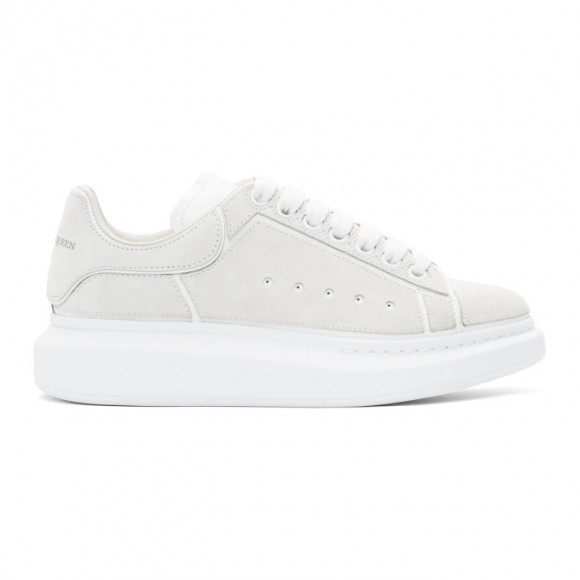 Alexander McQueen White and Grey Suede Paneled Oversized Sneakers - 645868WHFBR