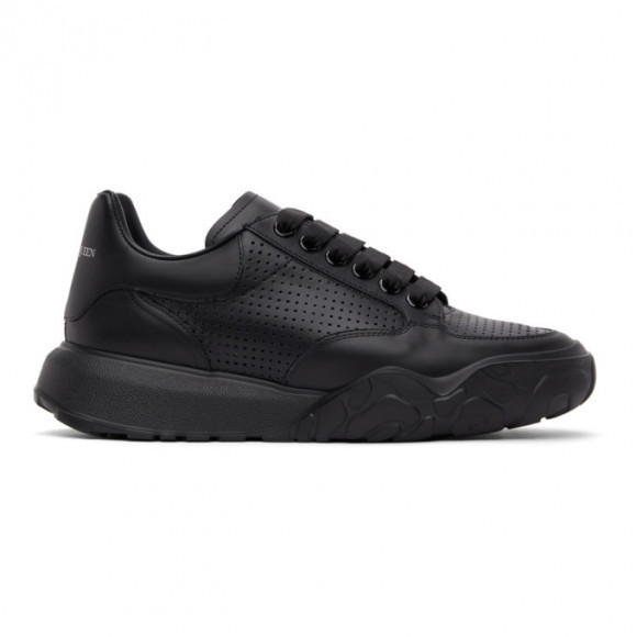 Alexander McQueen Black Perforated Court Trainer Sneakers - 645887WHZ9A