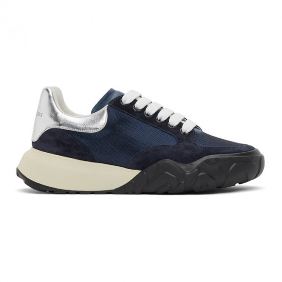 Alexander McQueen Navy and Silver Court Trainer Sneakers - 645888W4GY3