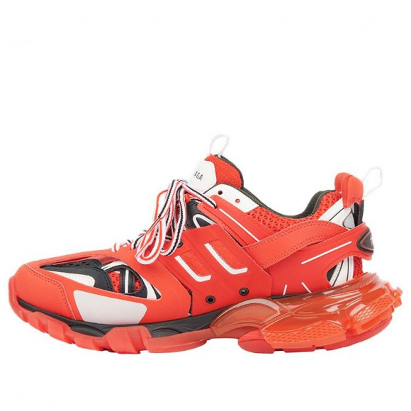 Balenciaga Track Clear Sole Red Chunky Shoes (Dad Shoes/Low Tops/Thick Sole) 647742W3BZ16591 - 647742W3BZ16591
