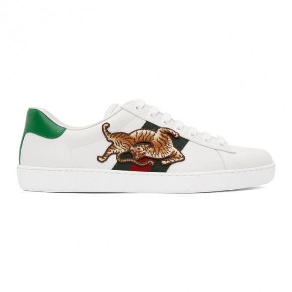 Gucci White Tiger Ace Sneakers - 649052-0FI60