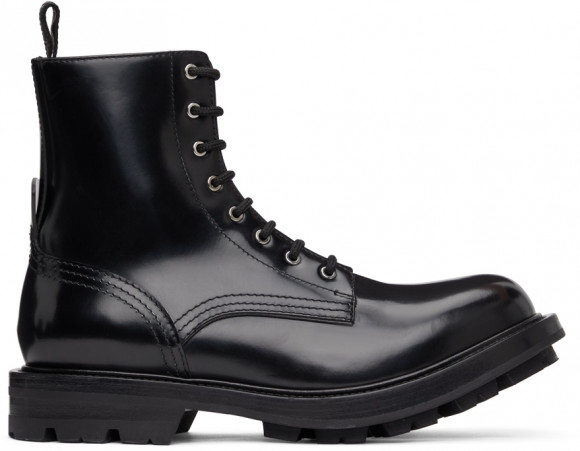 Alexander McQueen Black Polished Work Boots - 651621WHZ80