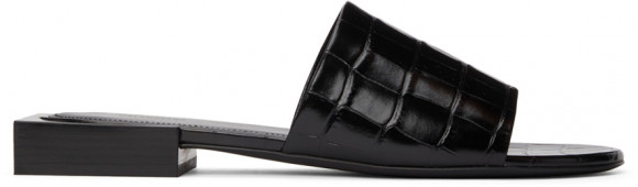Balenciaga Black Croc Box Mule Sandals - 653796-WBB73