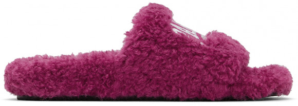 Balenciaga Pink Cities Furry Slide Sandals - 654261-W2DO2