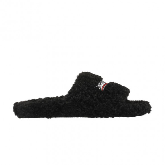 Balenciaga Furry Slide 'Black' | Men's Size 13 - 654747-W14C2-1096