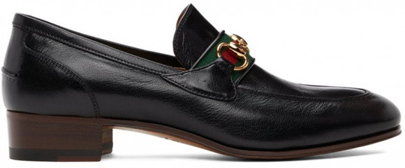 Gucci Black Web Horsebit Loafers - 655579-0G0P0