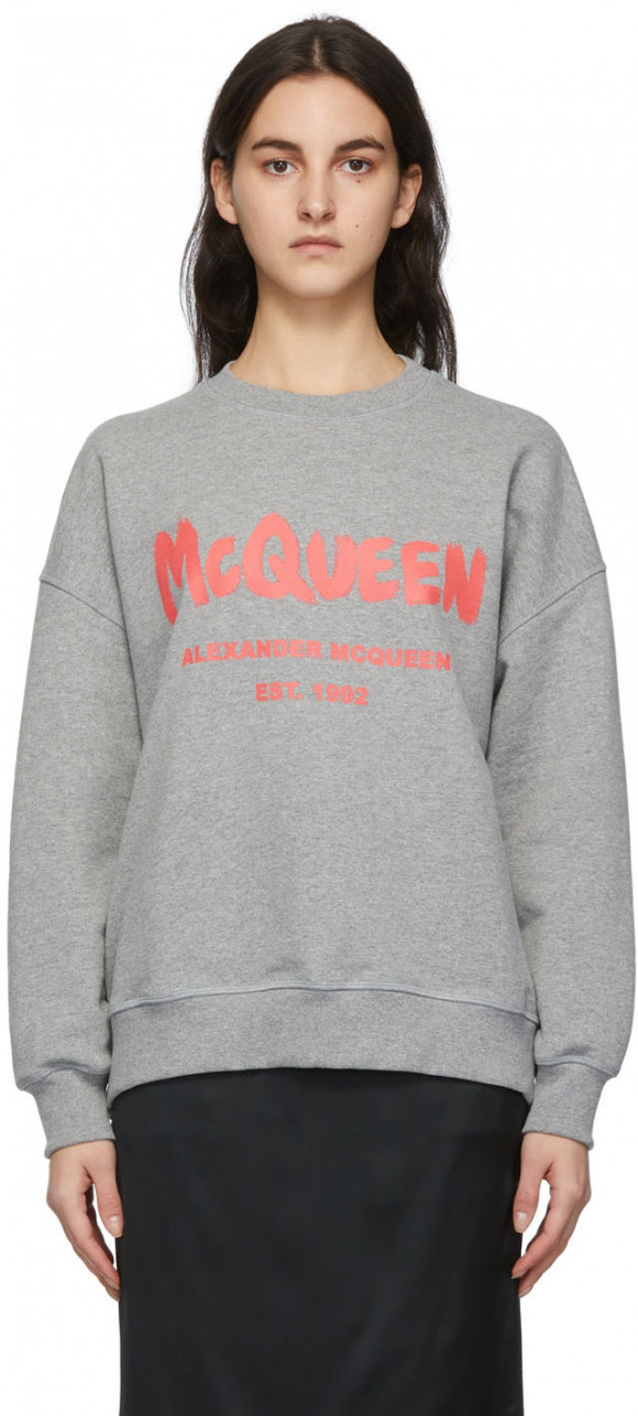 Alexander McQueen Grey McQueen Graffiti Sweatshirt - 659975QZAD5