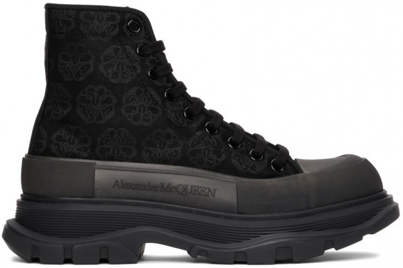 Alexander McQueen Black Floral Tread Slick High Sneakers - 662675W4Q32