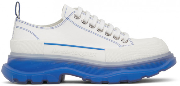 Alexander McQueen White & Blue Tread Slick Low Sneakers - 662687W4MV9