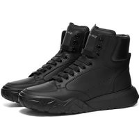 Alexander McQueen Men's Court Mid Nappa Leather Sneakers in Black/Black - 667805WIA9I-1000