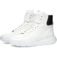 Alexander McQueen Men's Court Mid Nappa Leather Sneakers in White/Black - 667805WIA9I-9061
