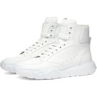 Alexander McQueen Men's Court Mid Nappa Leather Sneakers in White/Optical White - 667805WIA9I-9065