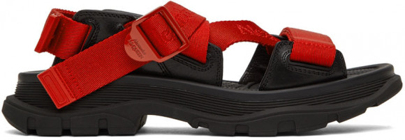 Alexander McQueen Sandales Tread rouge et noir en cuir - 667815W4SZ16576