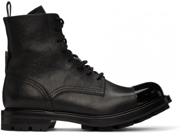 Alexander McQueen 黑色荔枝纹踝靴 - 667910WHSZ3