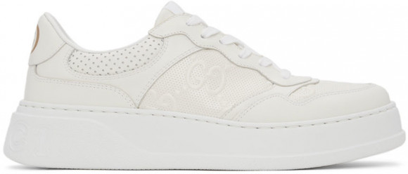 Gucci White GG Embossed Sneakers - 669582-1XL10