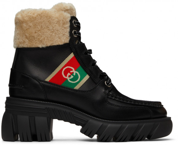 Gucci Black Interlocking G Stripe Boots - 670406-DTNH0