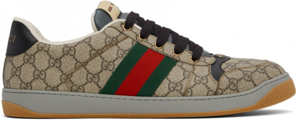 Gucci Beige & Black Screener GG Sneakers - 674530-96GE0