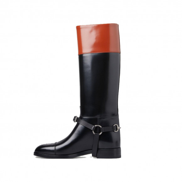 (WMNS) Gucci Knee-high Boot With Harness 'Black Brown' - 674670-DS8J0-1079