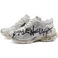 Balenciaga Men's Graffiti Runner Sneakers in White/Black