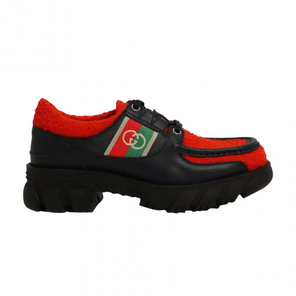 Gucci Lace-Up Derby 'Interlocking G - Red Black' | Men's Size 8.5 - 681797-DTNK0-4072