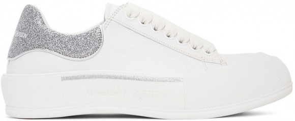 Alexander McQueen White & Silver Deck Lace-Up Plimsoll Sneakers - 682410WIB67
