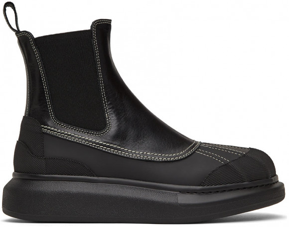 Alexander McQueen Black Leather Chelsea Boots