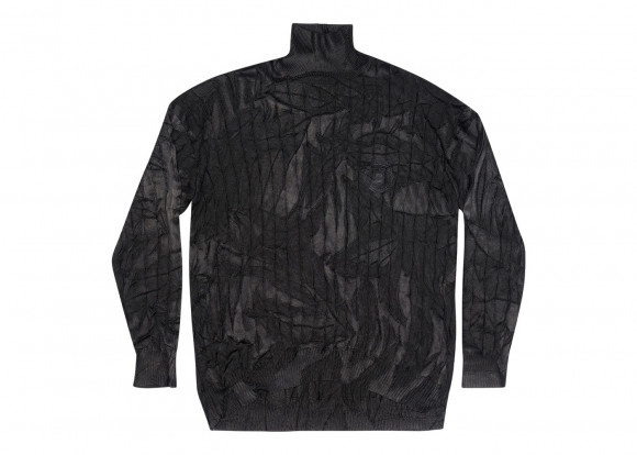 Balenciaga Creased Oversized Silk Rib Knit Turtleneck Black - 694253T21060100