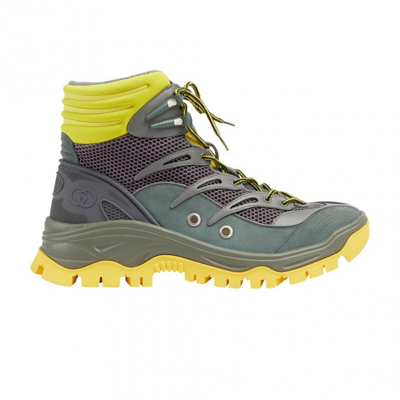 Gucci Lace Up Boot 'Grey Dark Green Yellow' | Men's Size 5.5 - 698779-2KD20-5360